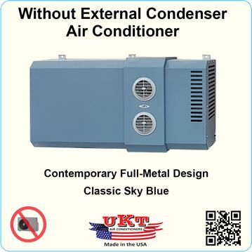 Without External Condenser Air Conditioner Model Baby by UKT Air Conditioners
The UKT Baby Air Conditioner without external unit is entirely made of metal with a modern, simple and essential design.
Made to last, it is silent, effective and serviceable.